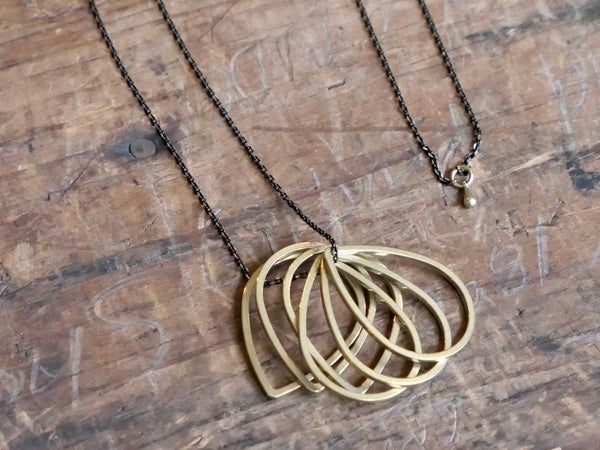 Six Brass Teardrops Necklace