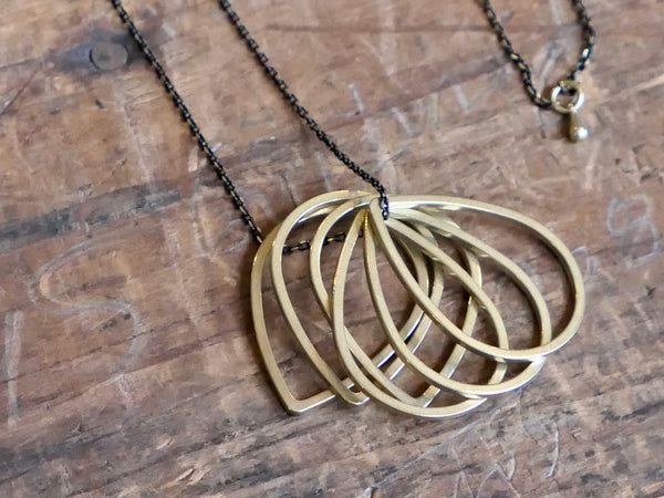 Six Brass Teardrops Necklace