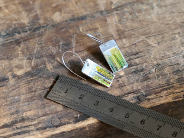 Small Aluminium, Collage and Resin Abstract Landscape Earrings