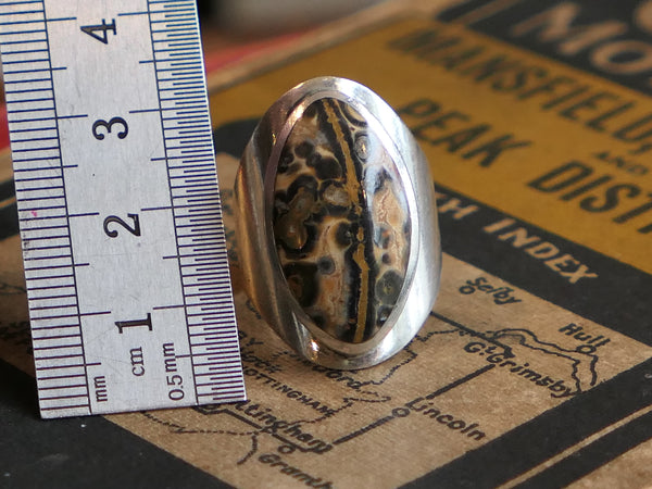 Vintage and Preloved Silver Ring with Snakeskin Agate