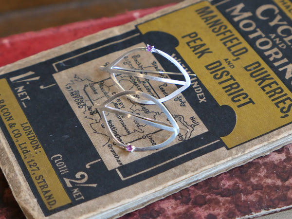 New Old Stock Silver Leaf Earrings with Amethyst