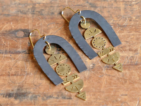 Lexicon Black and Brass Earrings