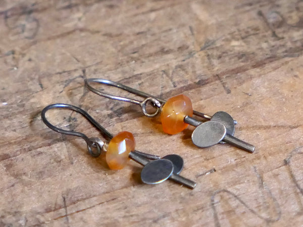 Bead and Overlapping Ovals Earrings with Orange Kyanite