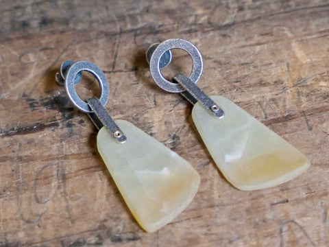 Rox Riveted Yellow Opal Drop Earrings