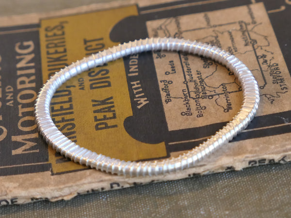 Oval Wire Wrapped Silver Bangle