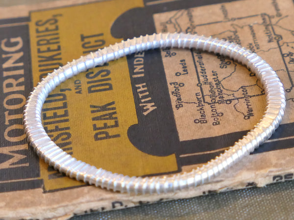 Oval Wire Wrapped Silver Bangle