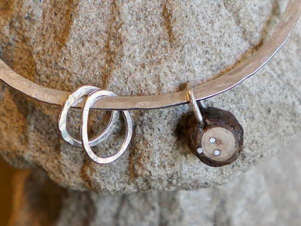 Twig Charm Silver Bangle