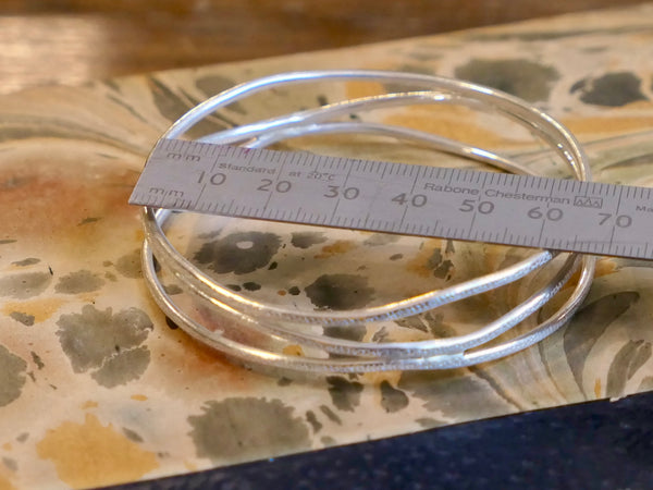 Textured Silver Triple Coil Bangle